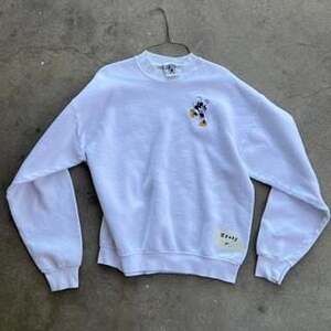 Vintage 90s Disney Mickey Mouse Embroidered White Crewneck Sweatshirt